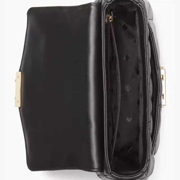 Kate Spade Quilted Black Crossbody with Gold Chain - Picture 8 of 9